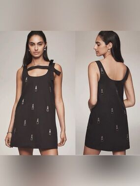 NWT MAEVE/ANTHROPOLOGIE SLEEVELESS BOW SHIFT DRESS 2X QUIET ELEGANCE, STUNNING!